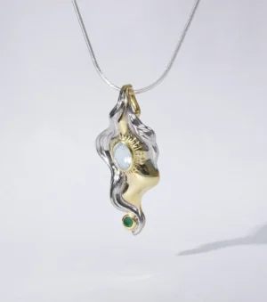 Cloud Veil Sunrise Pendant in Aquamarine Stone