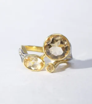 Astral Trinity Ring in Citrine and Sapphire