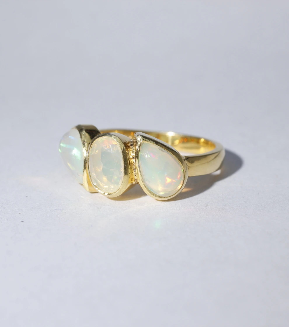 Sublime Trinity Ring in Ethiopian Opal