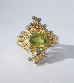 Lime Sunburst Ring in Peridot