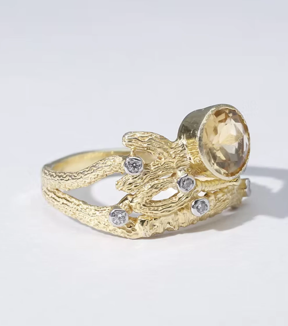 Flava Yellow Vine Ring in Citrine