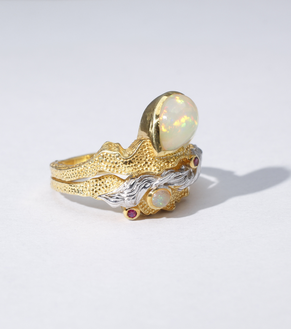 Destined Stream Ring in Ethiopian Opal