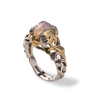 Gilded Waves Ring in Ethiopian Opal