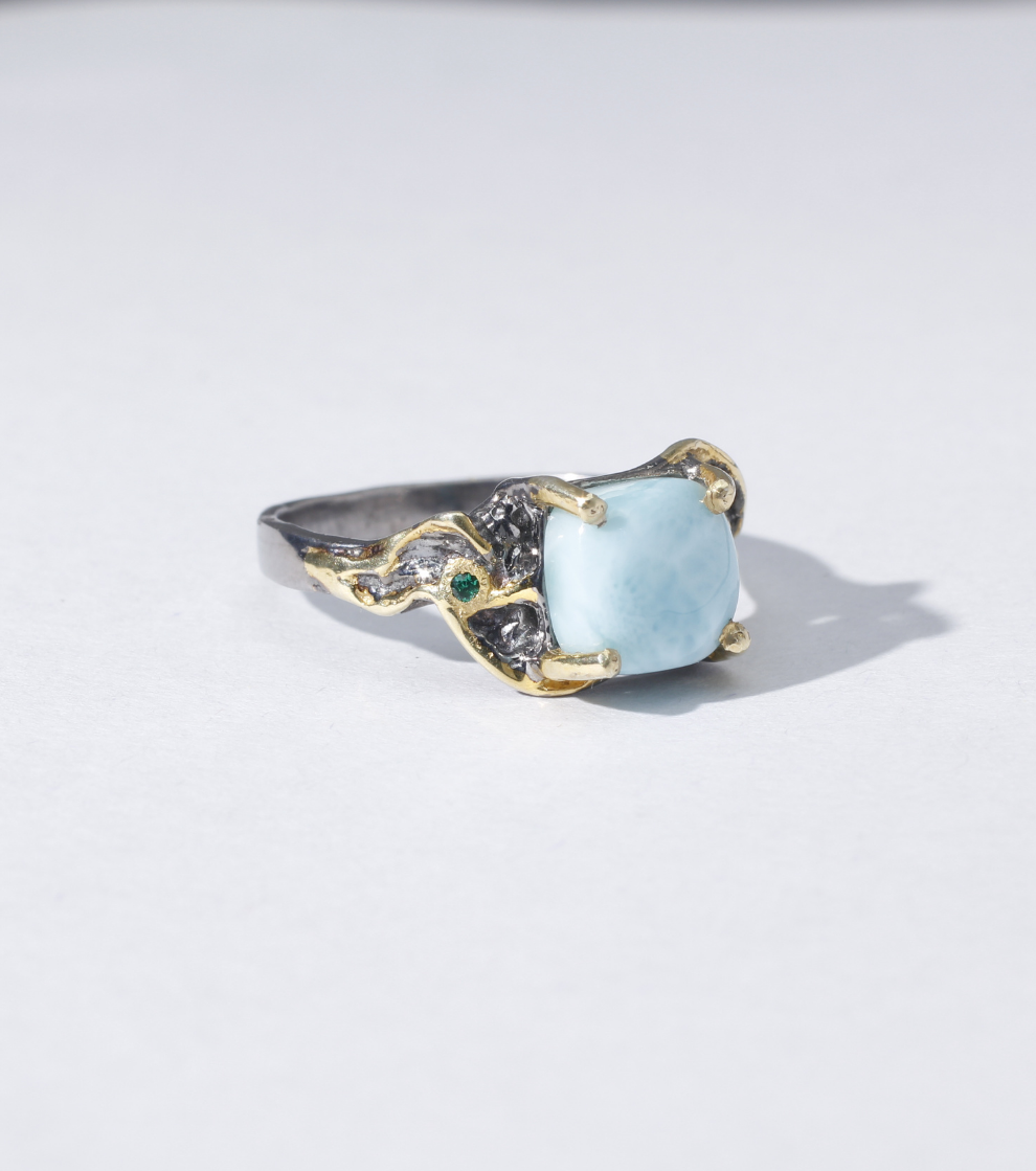 Candy Button Larimar Ring for Her