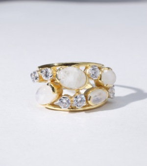 Sea Caramel Ring in Aquamarine and Moonstone