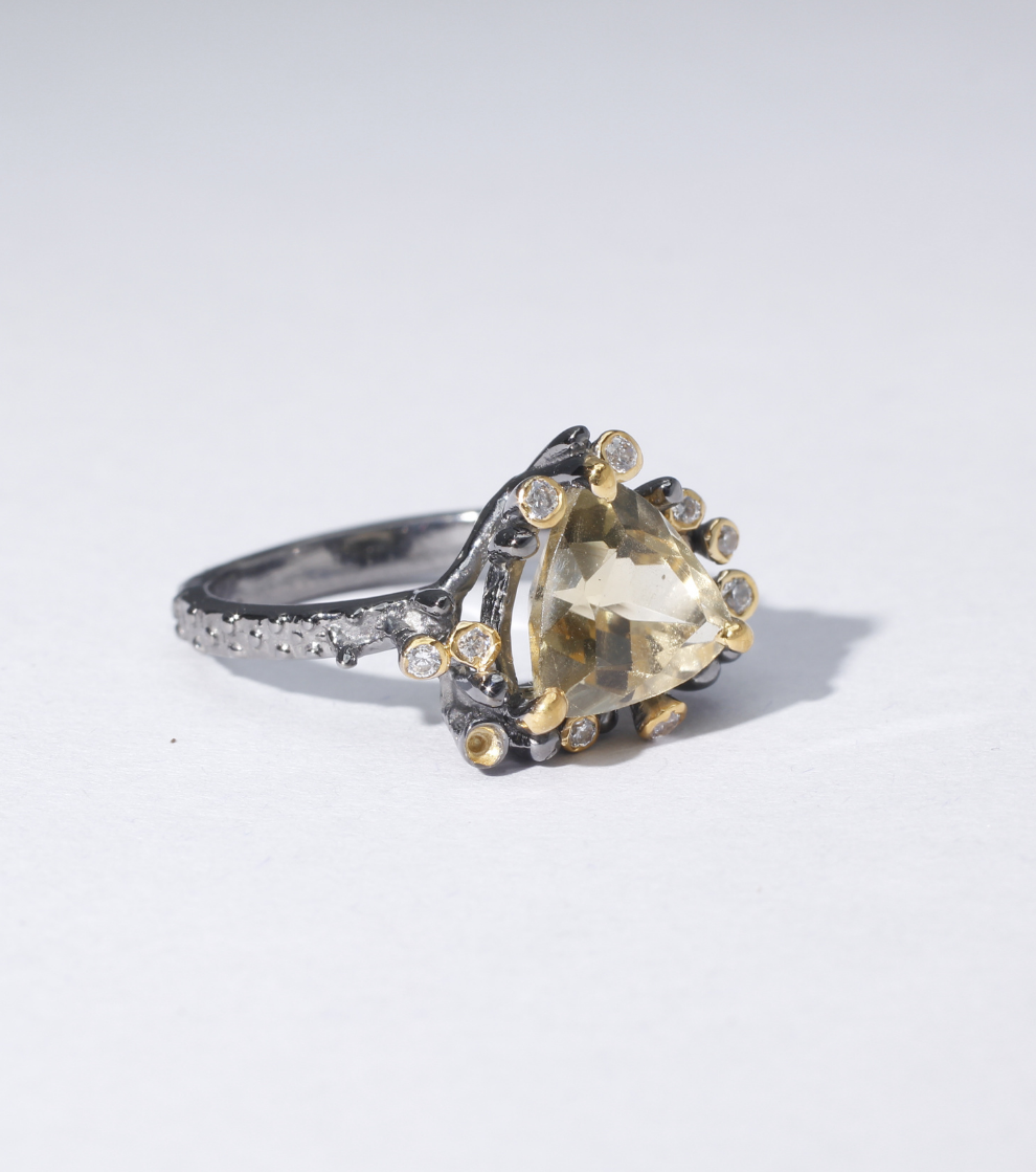 Violet Violence Ring in Trillion Cut Citrine