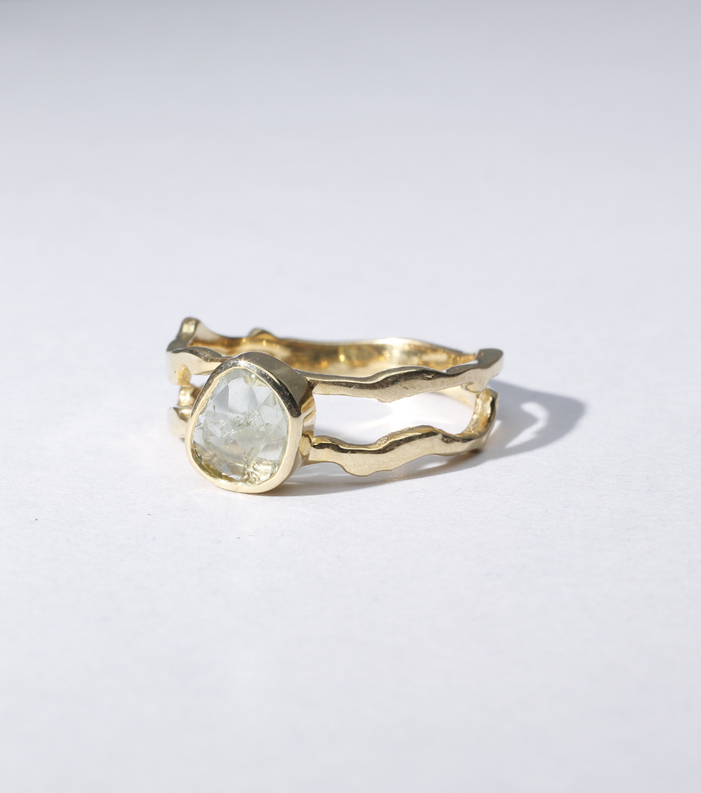 Crude Calligraphy Ring in Mint Tourmaline