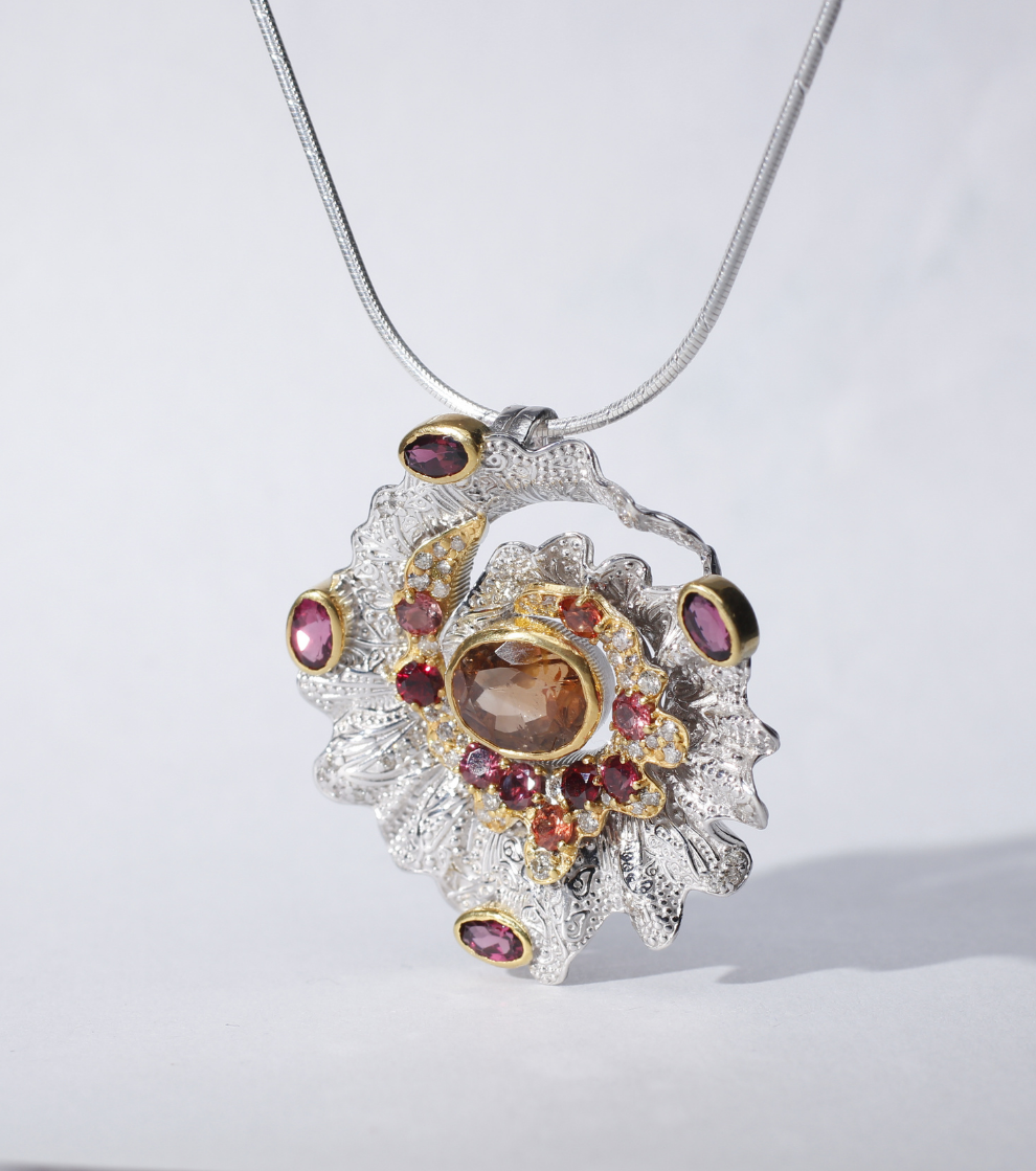 Primordial Burst Pendant in Imperial Topaz