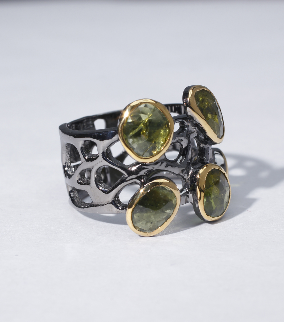 Olivia's Olea Ring in Forest Tourmaline