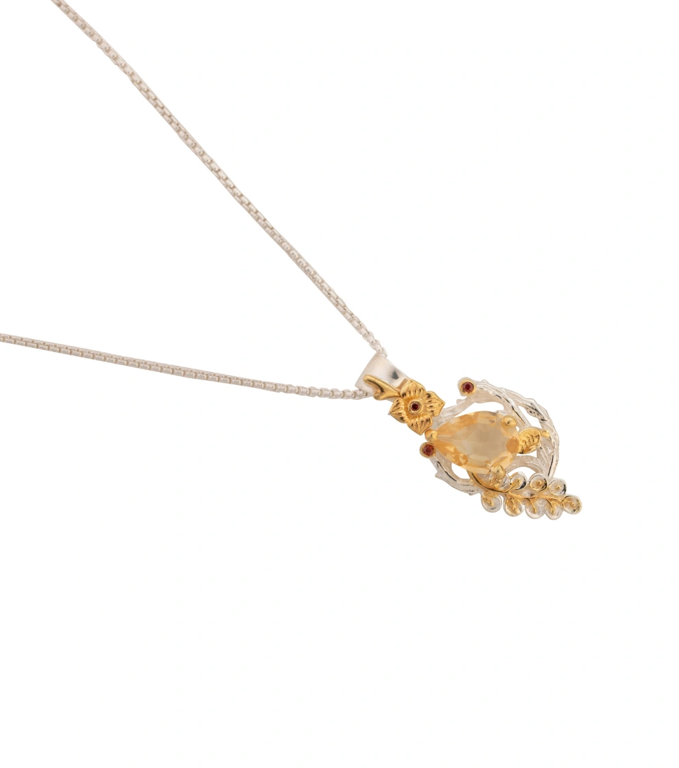 Texas Selenia Floral Leaf Pendant in Citrine